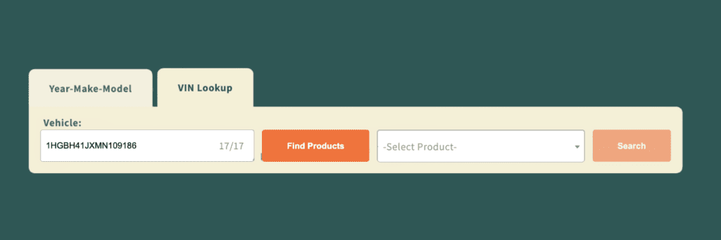 Screenshot of the VIN lookup feature in the Ultimate Auto Parts Toolkit